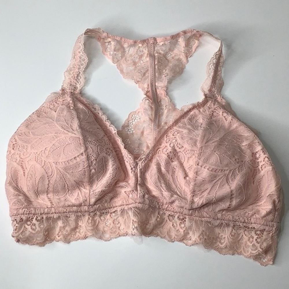 Auden lightly lined racerback soft pink bralette size large EUC
